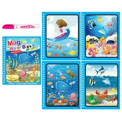 Magical Reusable Montessori Water Drawing Book (13 with a pen)