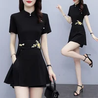 Women's Suit Chinese Style Clothes Two Piece Sets 2025 Summer New Crop Top And Shorts Retro Cheongsam Outfits Matching For Women - Image 4