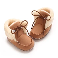 New Winter Baby Snow Boots Warm Plush Rubber Soft Sole Tie Up Kids Girls Boys First Walker Shoes for Christmas Baby Booties 5