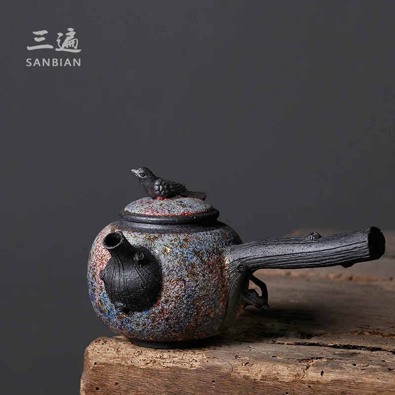 

Горшок Xishangxiu, горшок для чая в стиле рок-шахта, горшок для чая из глины с боковой ручкой, горшок для одного чайника в японском стиле, семейный чайный набор