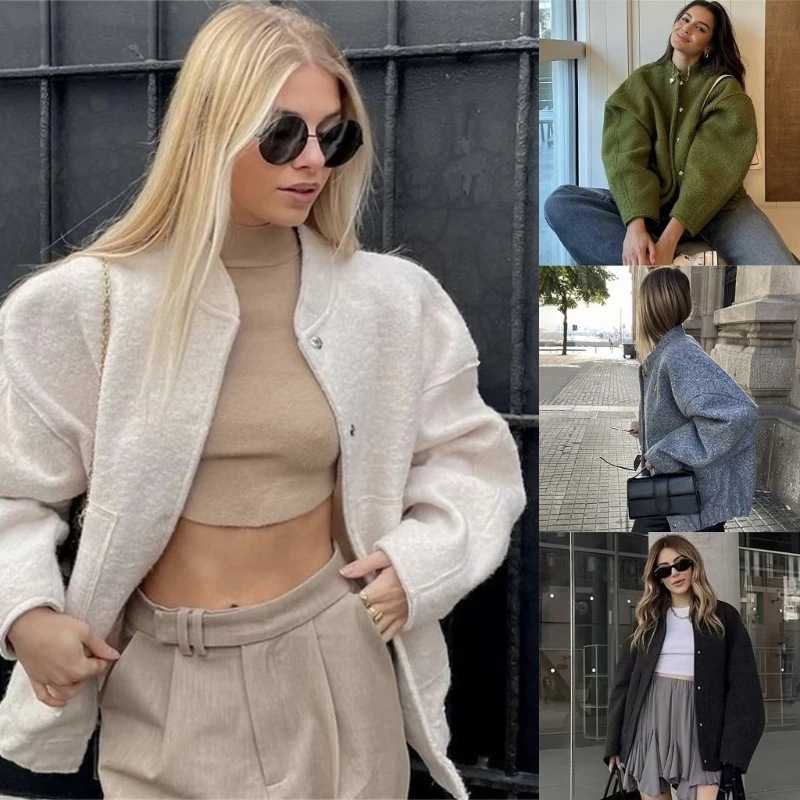 

Long Sleeve Women's Oversized Fall Coat Solid Tops for Any Occasion P8DB