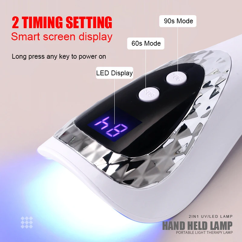 Handheld Nail Drying Lamp UV LED Lamp for Nails Rechargeable Mini LED UV Lamp Nail Dryer for Gel Nails Portability Nail Art Tool_voghion.com