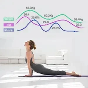 Bilancia elettronica intelligente per bagno, con analizzatore di massa grassa corporea, BMI e app mobile Bluetooth, per uso domestico, BMI e misurazione accurata del BMI._voghion.com