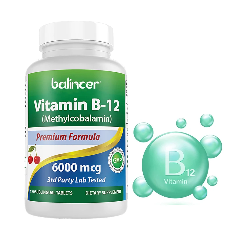 

Vitamin B12 6000MG, Methylcobalamin Supplement for Mind, Energy, Brain, Mood, Heart Support, 30/60/120 Capsules