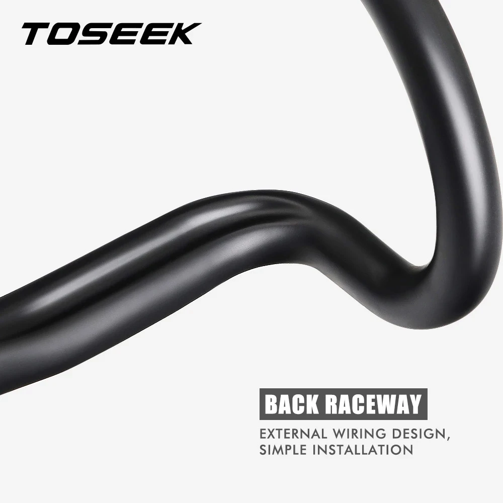 TOSEEK Black Matte Carbon Fiber Bicycle Handlebar Road Bent Bar Road Bike Accessories 380mm 400mm 420mm 440mm