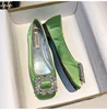 2023 Spring/Summer New Fashion Rhinestone Square Button Flat Bottom Shoes Satin Shallow Mouth Square Head Casual Women's Shoes 5