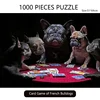 69*51cm Paper Jigsaw Puzzle 1000PCS Card Game of French Bulldogs Animals Painting Educational Entertainment  Adult Children Toys 1