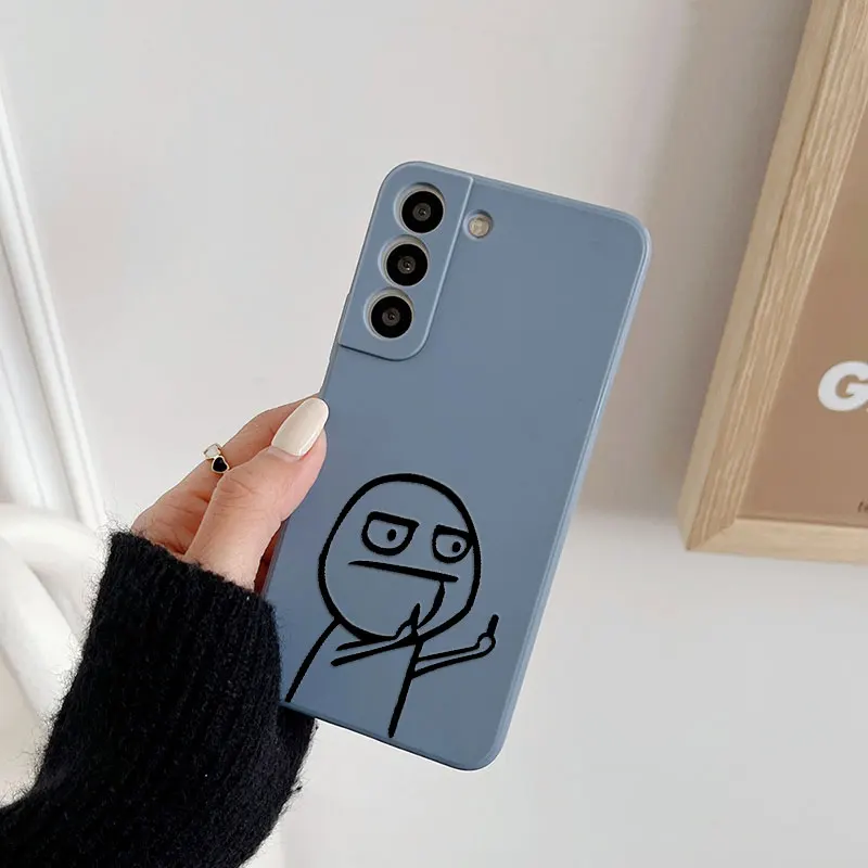thumbnail image 1 of Funny Middle Finger Cute Man Liquid Silicon Case For Samsung Galaxy S24 S23 S22 Ultra S21 S20 FE S10 S24 Plus Luxury Phone Cover, 1 of 5