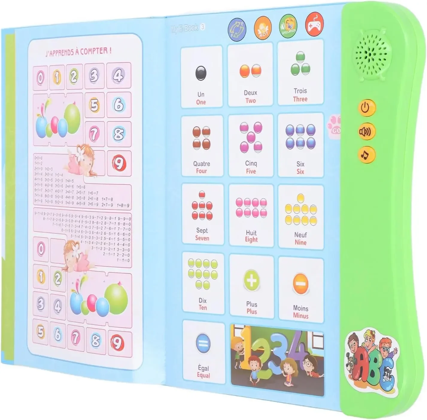 French and English Learning Sound Book Cartoon Pattern Interactive Sound Book Home Birthday Gift Green 5