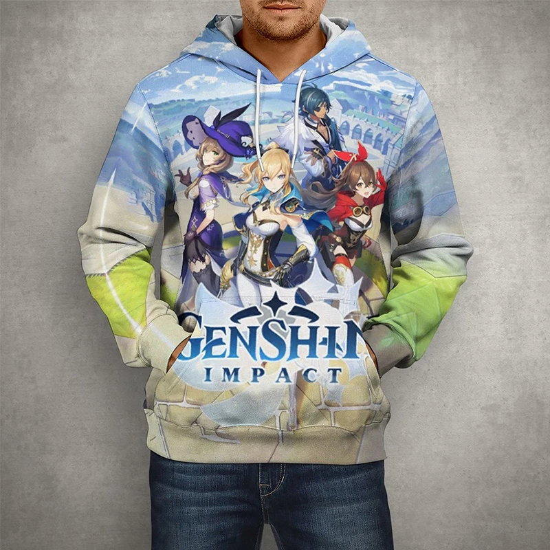 

Cartoon Anime Game Genshin Impact Hoodies Men Women 3D Print Sweatshirts Cool Kids Boy Fashion Casual Pullover Unisex Clothes