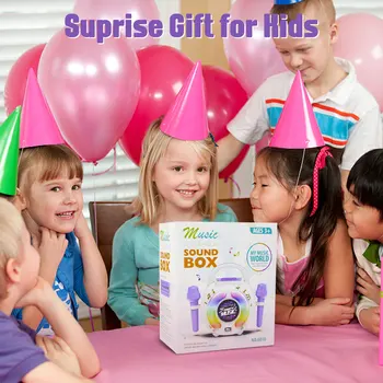 Kid Karaoke Machine with 2 Microphones Portable Karaoke Music Toy with Light Recording Voice Change Function for Girls Boys Gift 3