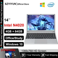 14 inch Laptop Intel N4020 Lightweight Ultra-Thin 4G+64G Windows 10 Office Ultrabook Portable PC Computer WiFi Small Notebook 1