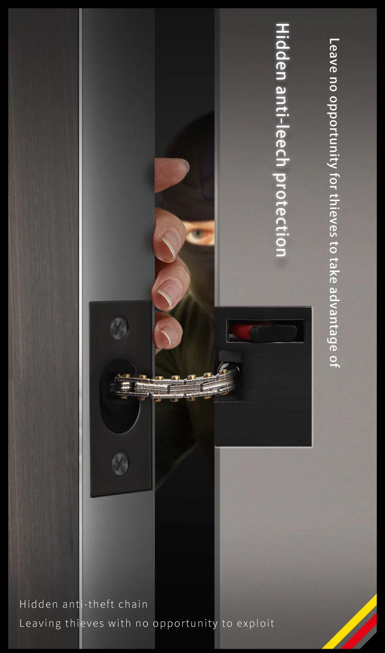 Description Picture 2 of itemHidden Anti-theft Chain Household Anti-lock Door Bolt Hidden Anti-theft Buckle Door Chain Lock Black Hotel Safety Chain