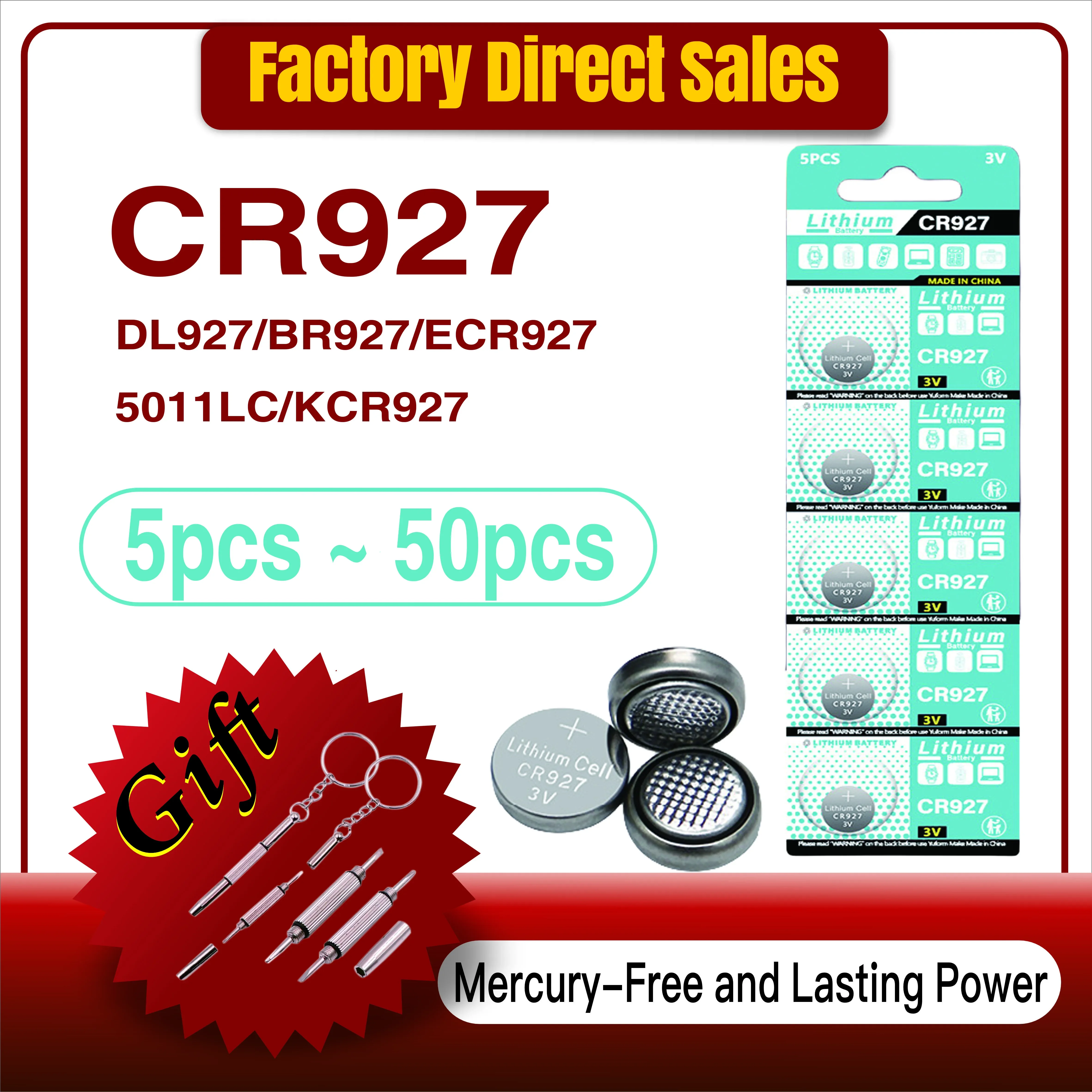 

5-50PCS 30mAh CR927 Button Batteries 927 DL927 BR927 ECR927 5011LC 3V Lithium Coin Cells Button Battery For Watch Control Toys