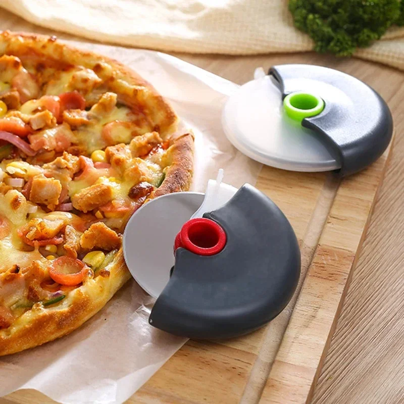 Cutting Knife Stainless Steel Round Wheel for Pizza with Lid Roller Dough Slicer Cutter Pastry Kitchen Baking Accessories Tools