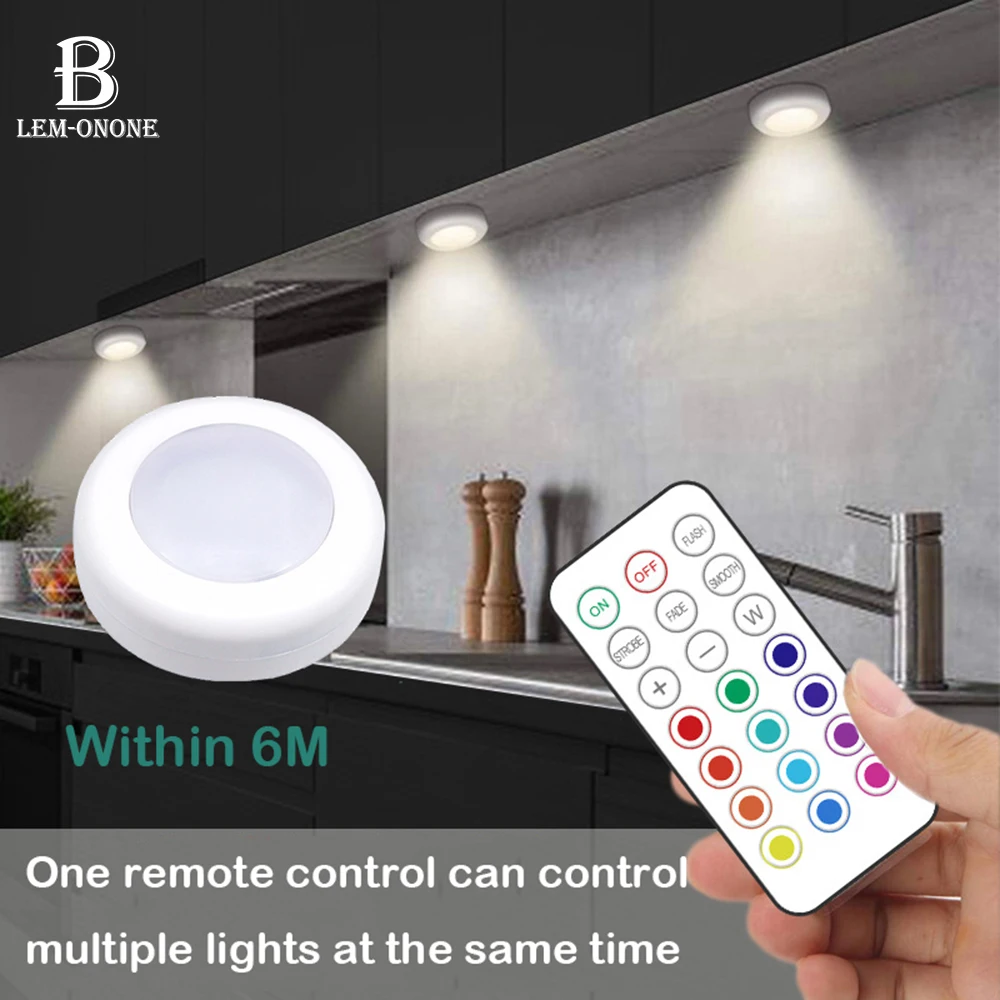 

13 Colors LED Cabinet Light Wardrobe Light with Remote Bedroom Wall Lamp AAA Batteries Colorful Night Lights for Home Decor