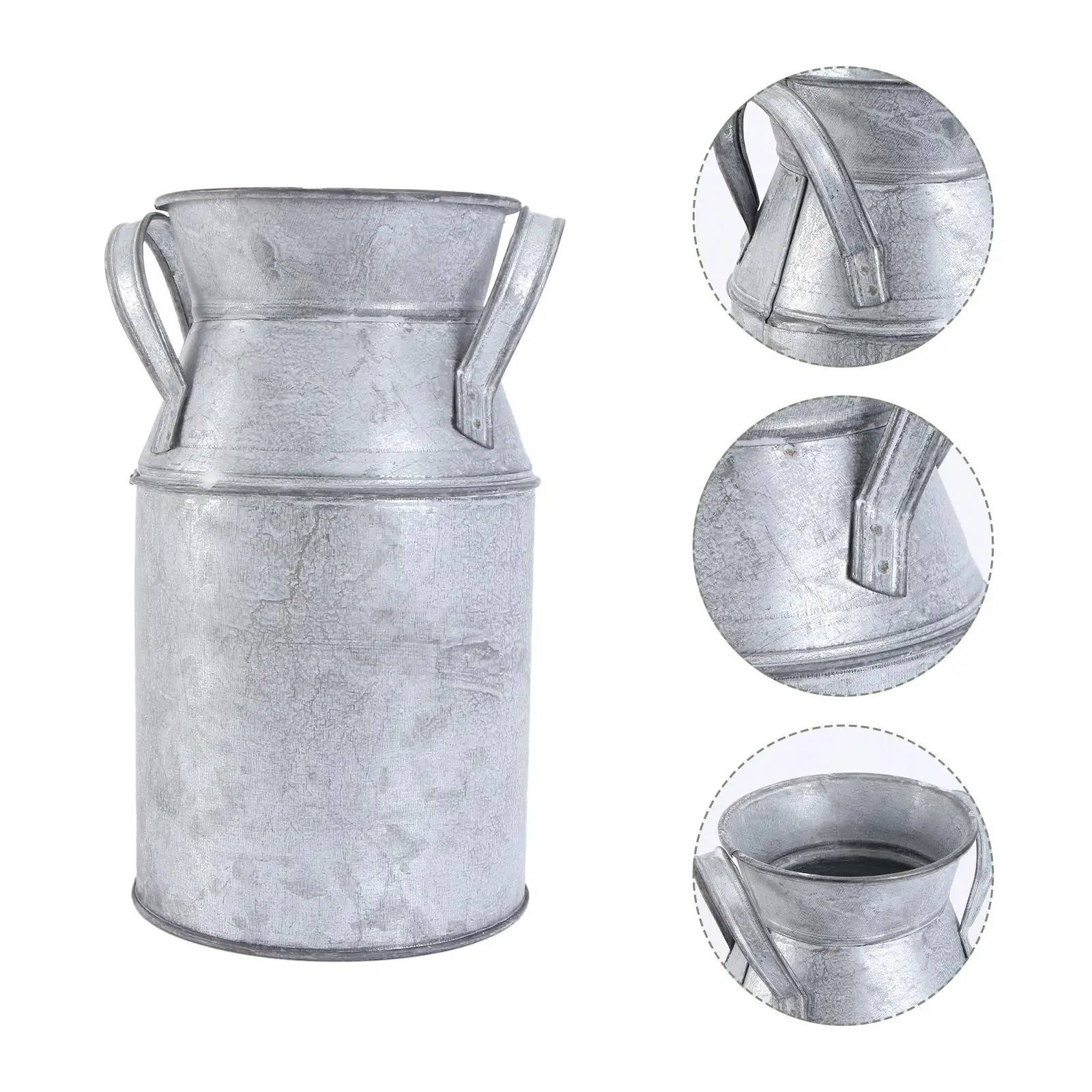 Tin Bucket Flower Gift Artistic Milk Jug Old-fashioned Stylish Iron Wrought Vase European Style Vintage 3