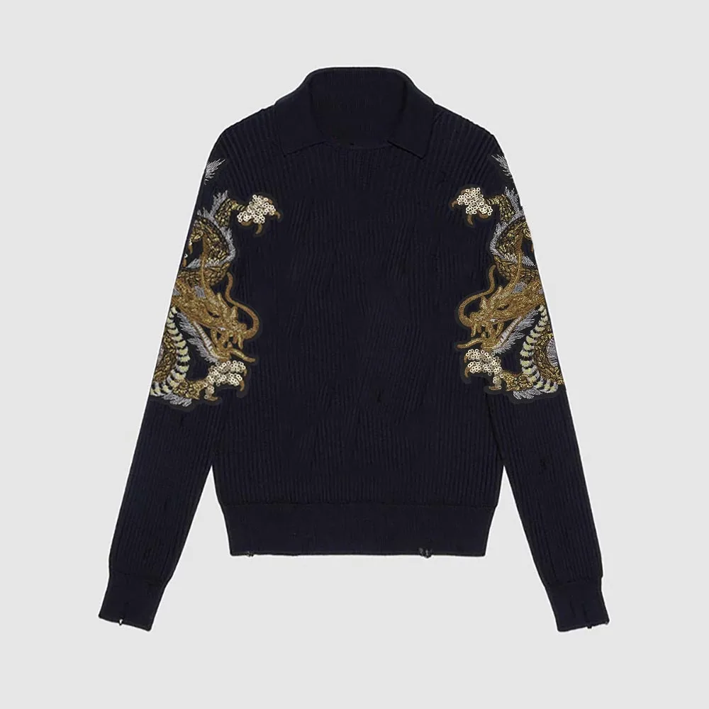 의류용 자수 스팽글 골든 드래곤 패치, 다리미 온 스티커 패치, 바느질 액세서리, 의류 청바지 장식