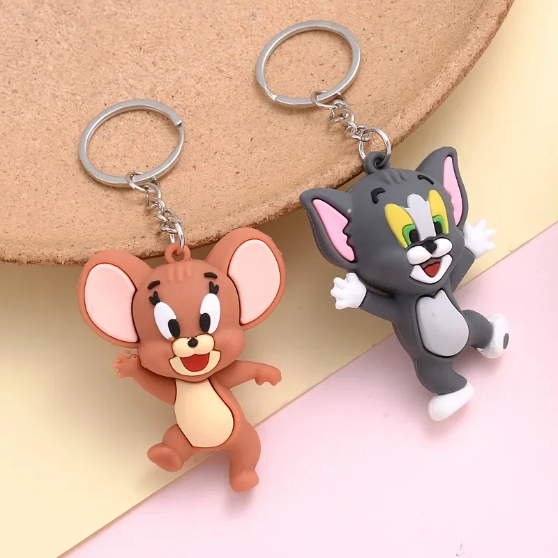 Cute Cat Mouse Keychain Cartoon Key Accessories Animal Resin Doll Bag Pendant Trendy Men Women Jewelry Gifts Wholesale