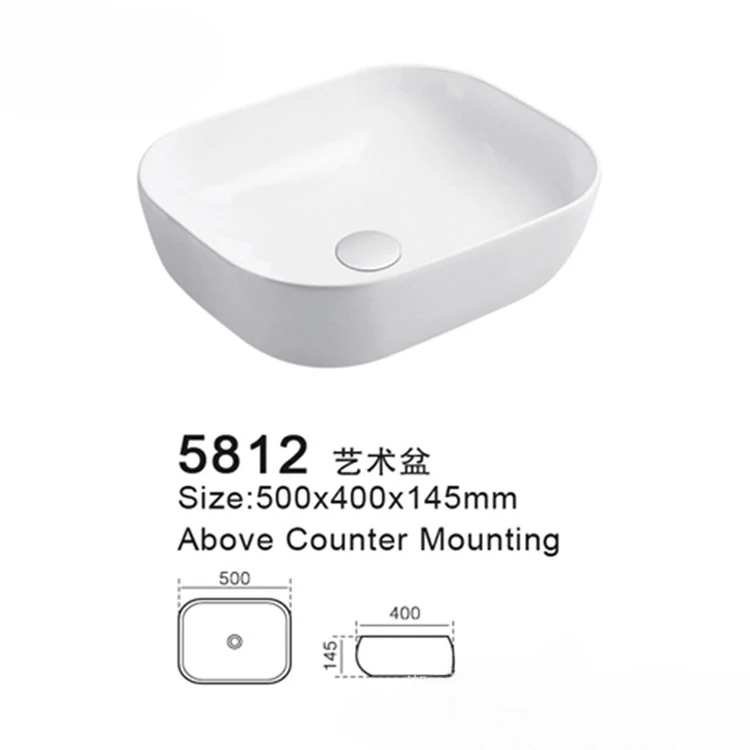 Rectangular European Style Minimalist Art Basin in The Bathroom Ceramic Thin Edge Wash Basin Washbasin