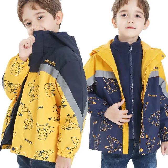Pokemon Pikachu primavera autunno inverno ragazzi giacca Outing vestiti  giacca bambini Outwear giacca a vento Trench giacche Anime - AliExpress