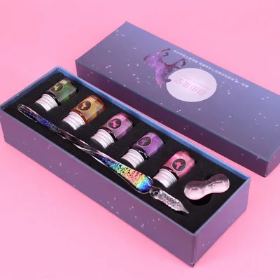 

1 pcs Glass Drip Fountain Pen Vintage Glass Dip Dipping Pen Signature Filling Ink Fountain Pens With Gift Box 2022 New
