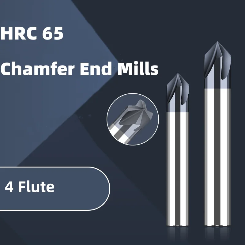 

1pcs HRC65 Chamfer End Mills Carbide Corner CNC Tungsten Solid Chamfering Mill V Grove Router Bit 90 Degree 2 3 4 Flute 1-12mm