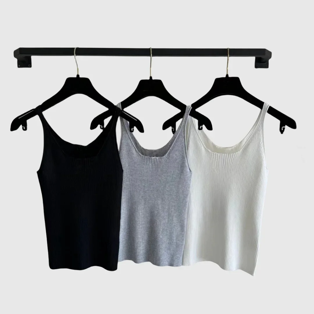 

New Women's Knitted Tank Top Embroidered Top for Spring and Summer