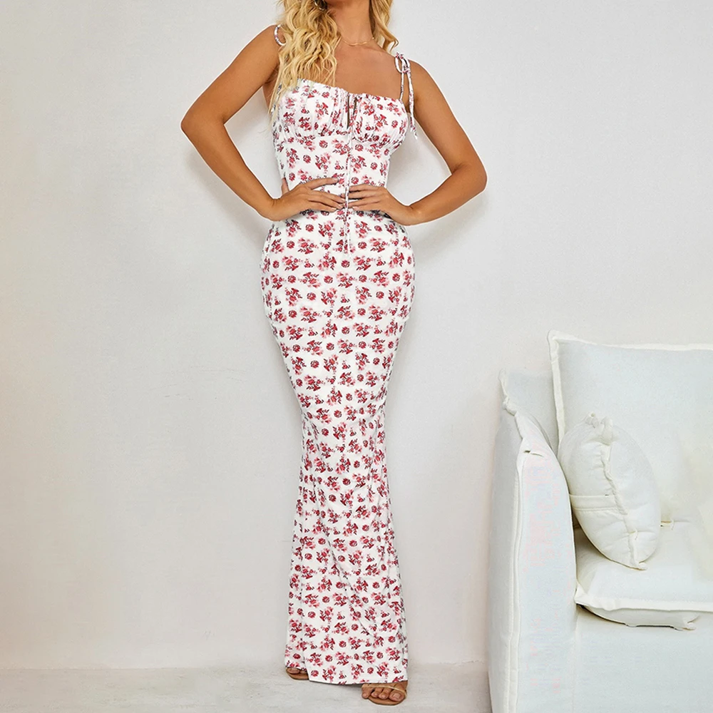 Fitted Floral Long Dress