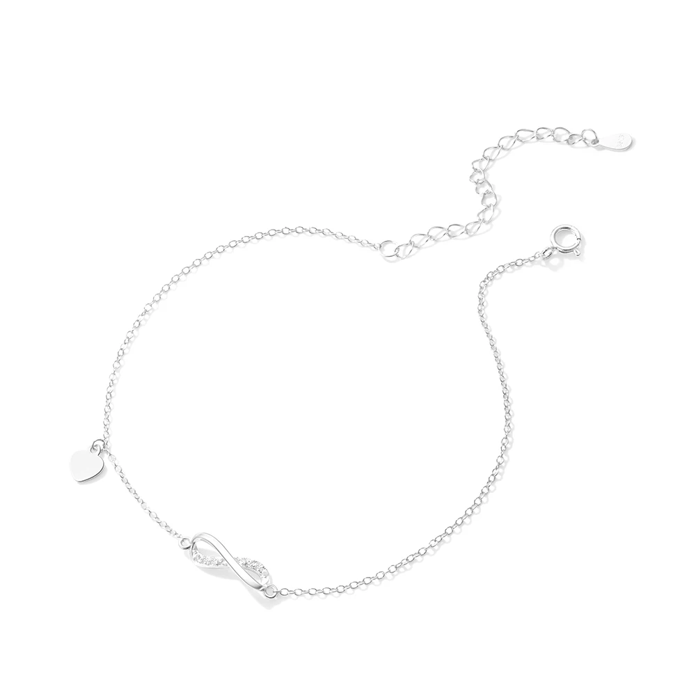 LENNIK  인피니티 기호 스타일 지르콘 구두 여성 조정 가능한 여름 해변 발 팔찌 Anklets 쥬얼리