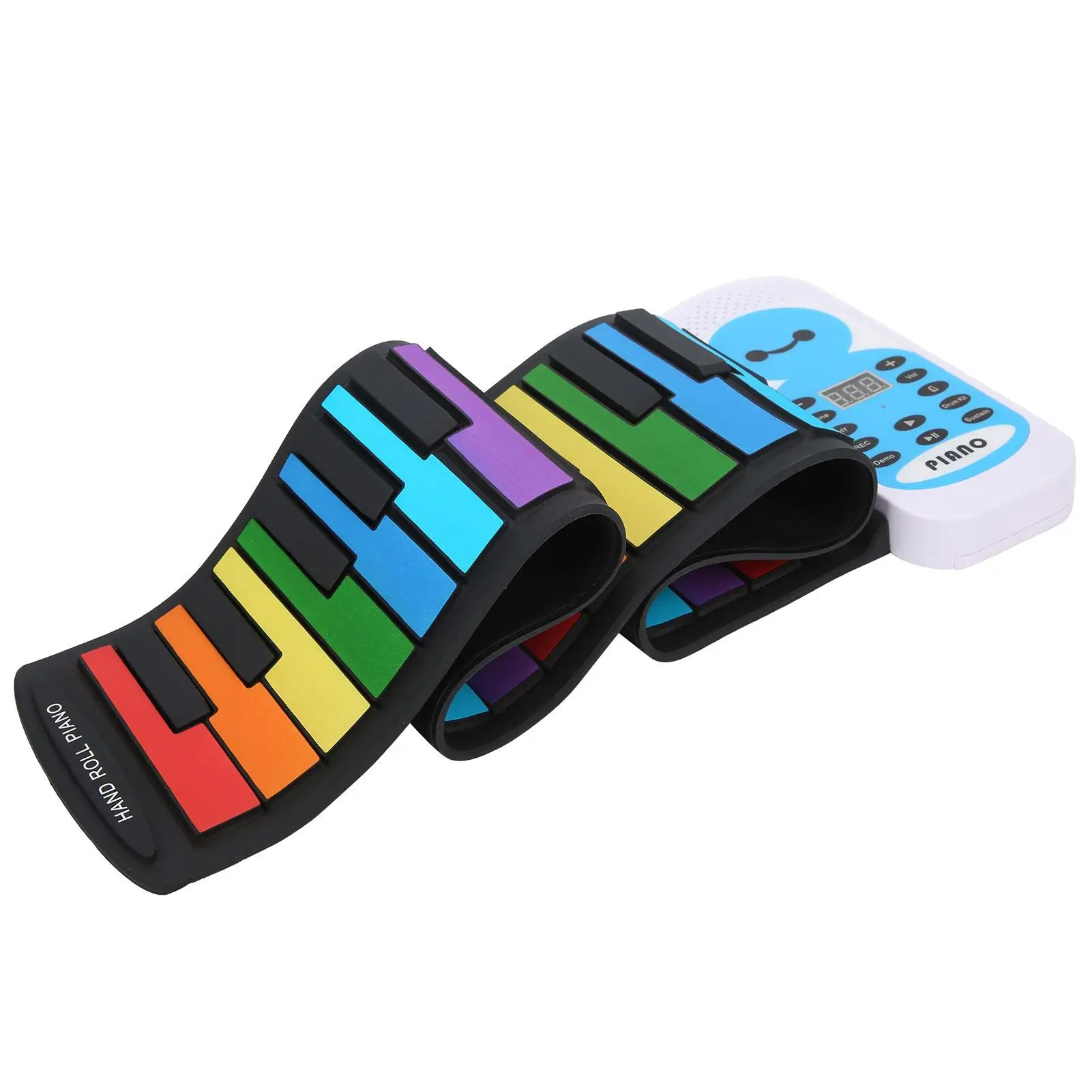 49-Key Colorful Roll Up Piano-Flexible Silicone Soft Keyboard Electronic Organ for Easy Play