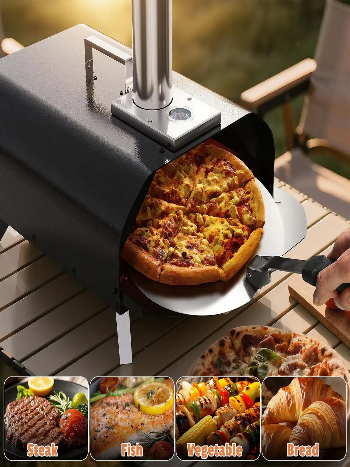 Karinear Pellet pizzaoven, outdoor pizzaoven met pizzasteen