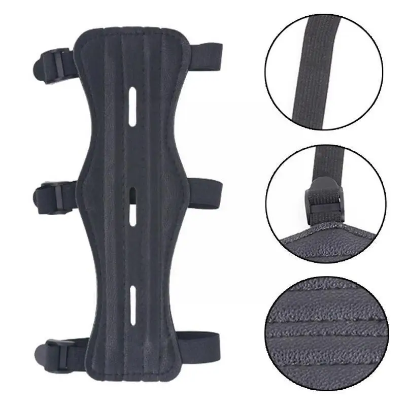 Cow Leather Archery Arm Protector Guard Men Cowhide Bow Shooting Arm Armband Straps Shoot Black Guard