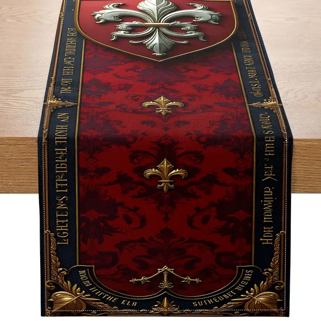 1 Piece of Baroque Theme Table Runner, with Gorgeous Iris and Brocade Pattern, Suitable for Royal Theme Activities, Retro Weddings, Luxury Interior Decoration and Historical Theme Parties 1