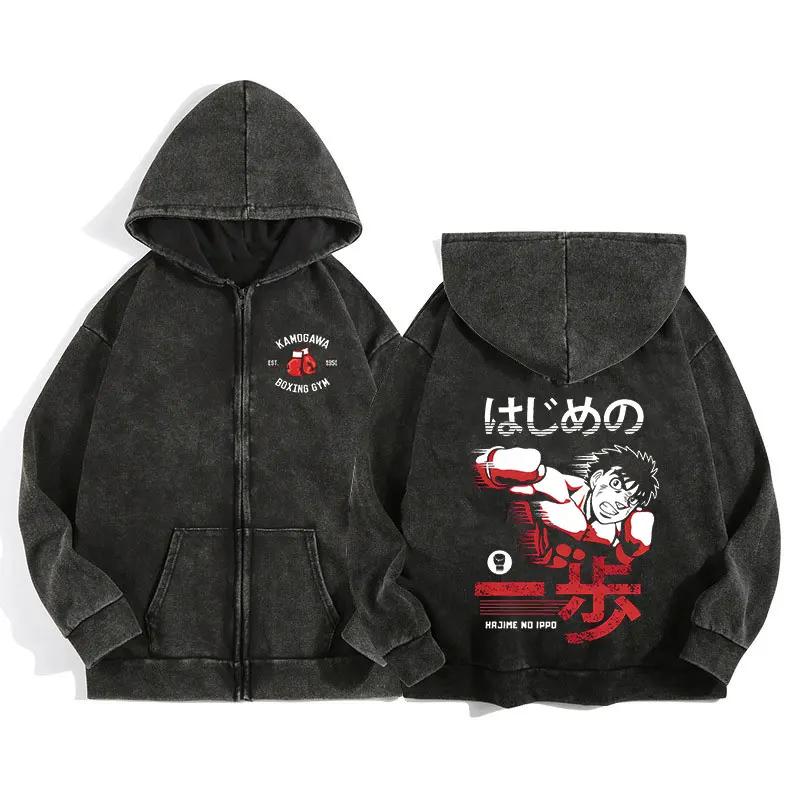 Anime IPPO Jacket Zip Up Hoodies for Men Cotton Hajime no Ippo