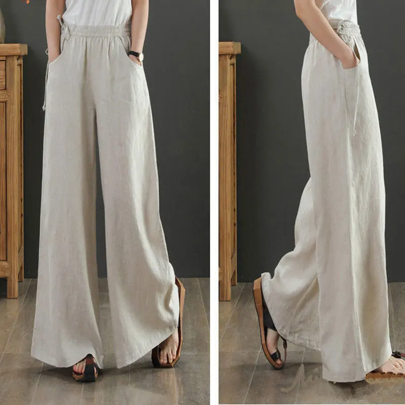 【BAON】Lahis Color Wide Pants - Linen 55 Sand Pleated Wide Leg Linen Blend Pants | Lime Lush Boutique