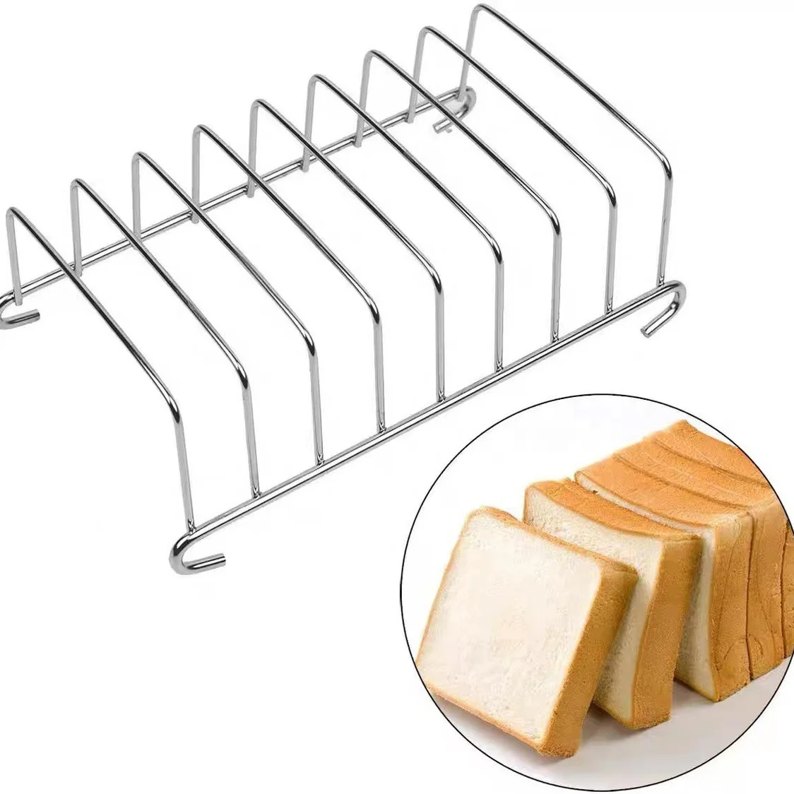 Stainless Steel Toast and Bread Rack 8 Slots Rectangle Food Display Tool for Air Fryer Accessories Air Fryer Accessories