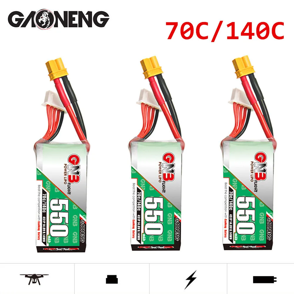 

Модернизированный 70C/140C GNB 14,8 V 550mAh Lipo аккумулятор для RC вертолета квадрокоптера FPV гоночный Дрон запасные части с XT30 4S батарея