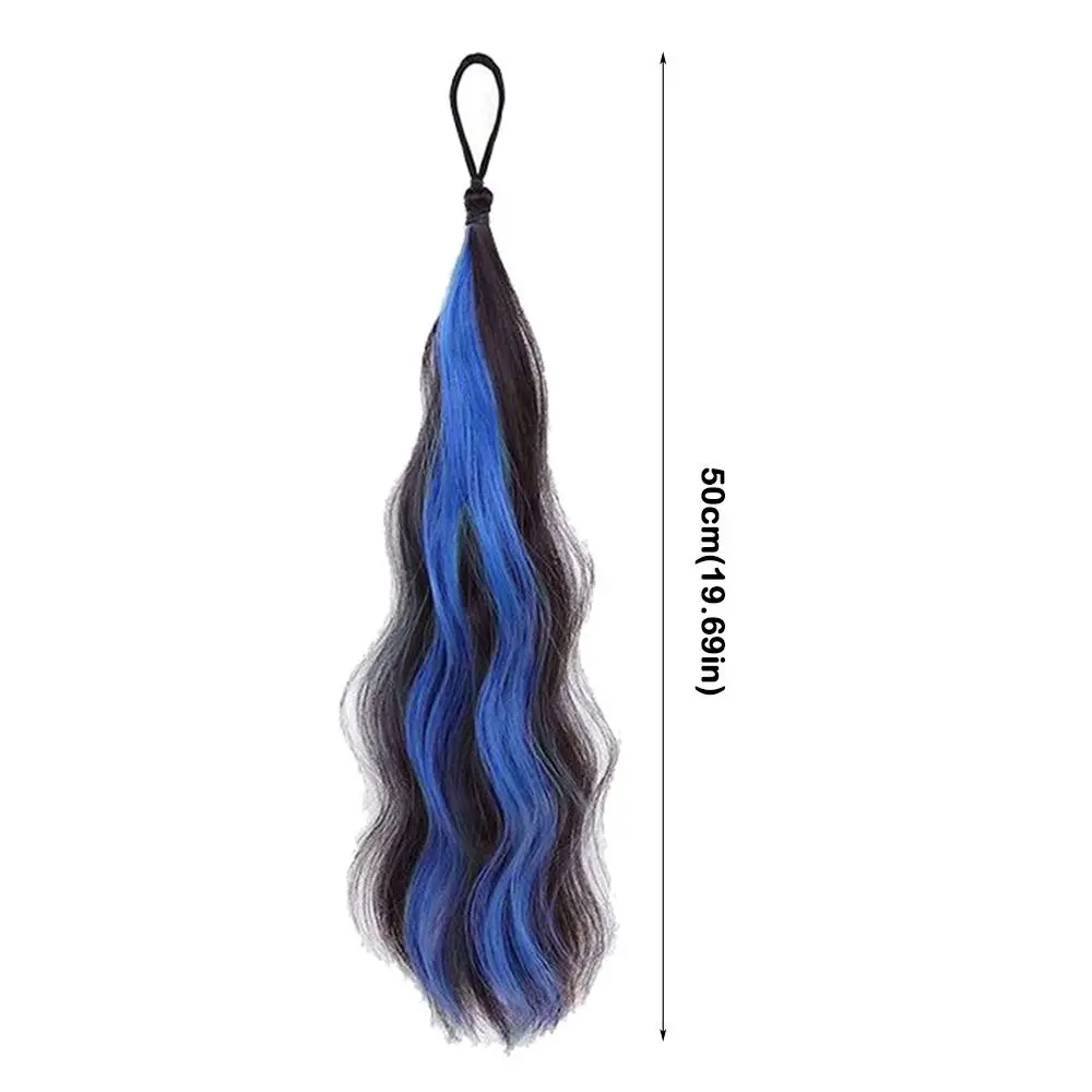 Gradient Synthetic Wavy Ponytail 50cm Length Elastic Hair Tie Braiding Hair Ponytail Colorful Increase Hair Volume