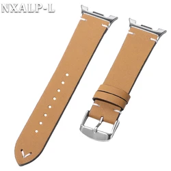 Handcrafted PU Leather Watch Strap with Detailed Stitching - Premium Bracelet for 40mm 44mm 46mm (Light Brown)