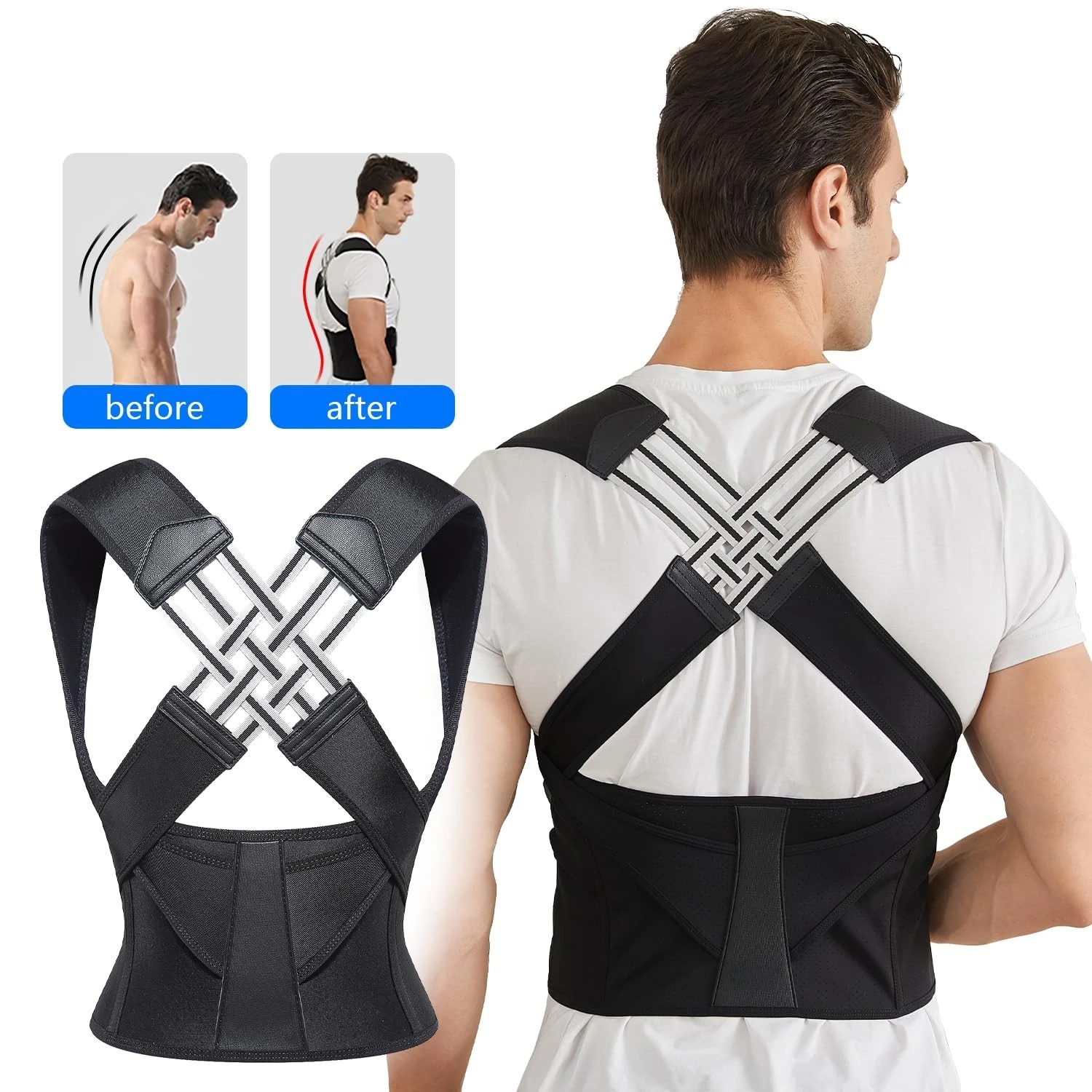 

Posture Corrector for Women and Men, Adjustable Shoulder Posture Brace, Back Straightener Posture, Used for Middle Upper Spine