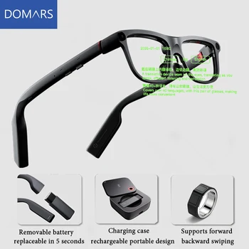Occhiali Smart AR Domars con Display, Teleprompter Invisibile e Traduzione AI in Tempo Reale, Attivazione Vocale con Fotocamera per Riunioni Vocali