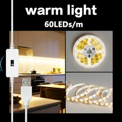 Vibrant USB LED Strip Lights with Hand Scan Switch - 1m (Warm White)