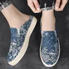 Half Shoes For Men Mules Canvas Flat Board Shoes Denim Blue Backless Loafers Slippers Man Slides Semi-Drag Mens Casual Shoes 5