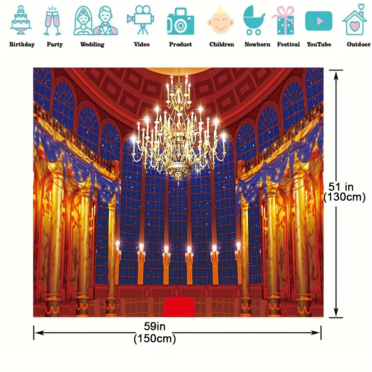 1-Personen-Ballsaal-Hintergrund für die Fotografie. Beast Palace-Hintergrund für Mädchen, Prinzessin-Schönheitsparty, wunderschöner Schlosshintergrund – Detail 5