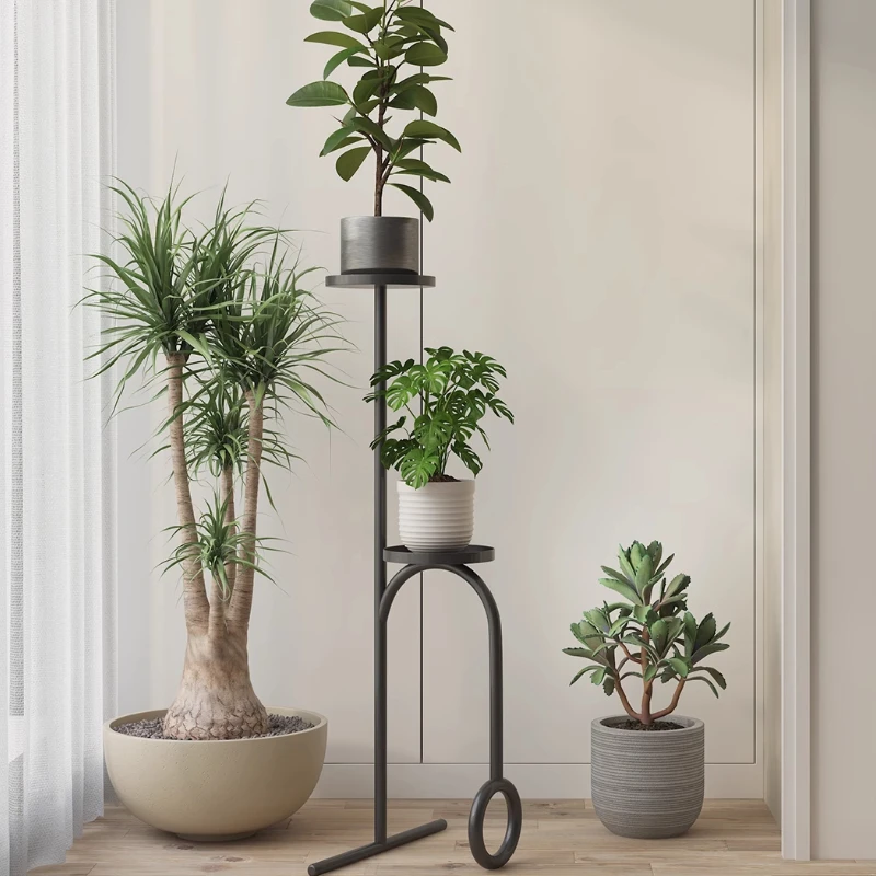 Nordic Multi-Tier Plant Stand Space-Saving Iron Flower Shelf Modern Floor Standing Display Rack for Minimalist Balcony Decor