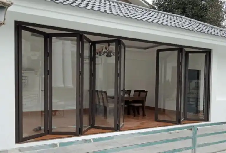 DN Villa Thermal Break Aluminum Glass Door Double Glazed Metal Narrow Frame Patio Bifold Door Accordion Type Folding Doors
