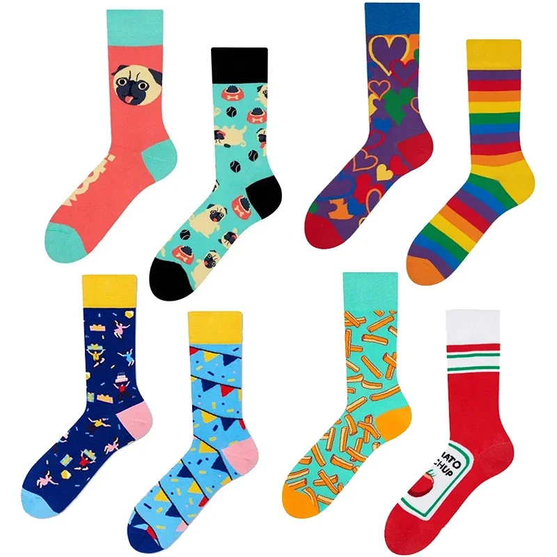 

New Fashion Socks AB Asymmetric Mandarin Duck Socks for Men and Women Medium High Tube Cotton Socks