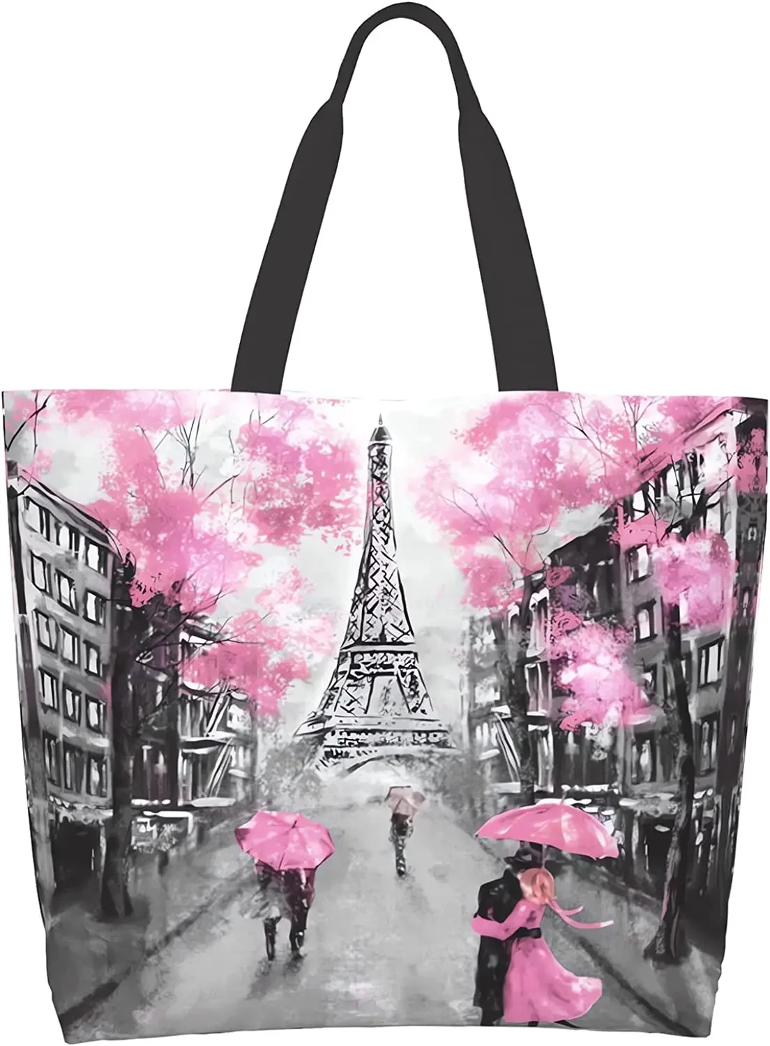 

Eiffel Tower Grocery Bag French Tote Shopping Bag, Stylish Paris Street Gift Bag Paris Reusable Shoulder Bag Handbag