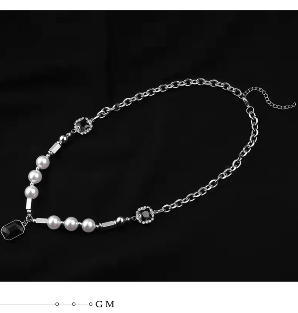 Hip-hop Rhinestones Pendant Pearl Necklace Men Steel Necklace Mens Jewellery Man Necklac pendant necklaces pendant necklace pearl necklace fashion necklace